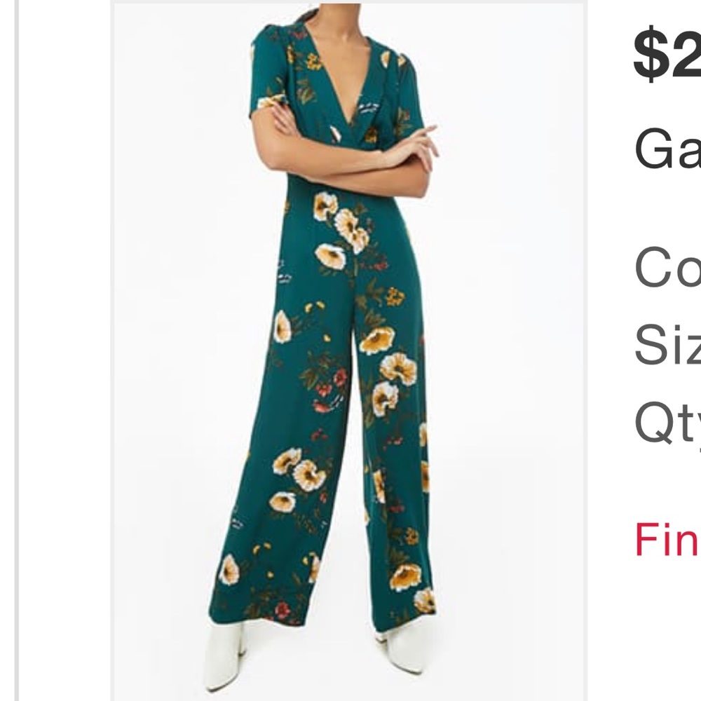 Teal floral jumpsuit